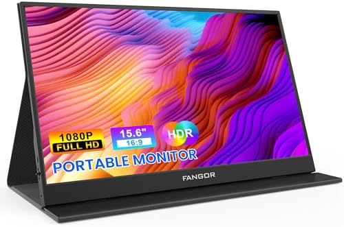 FANGOR Portable Monitor, 15.6″ FHD 1080P Travel Monitor for Laptop, Ultra-Slim HDR IPS Computer Gaming Display, USB-C HDMI Screen Extender with Smart Cover for Laptop PC Phone Mac Xbox PS4/5 Switch
