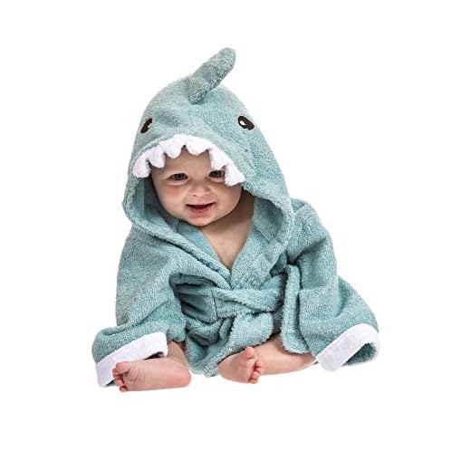 Lexikind Kapuzenhandtuch Baby: Frottee Bademantel - Babyhandtuch mit Kapuze - Kapuzenbadetuch (Hai blau)