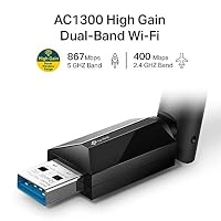 TP-Link Archer T3U Plus AC1300 High Gain USB WLAN Stick Adapter mit High-Gain Antennen(bis zu 867 Mbit/s 5GHz, 400 Mbit/s 2,4GHz, Kompatibel mit Windows 11/10/8.1/8/7 – Ansicht 2