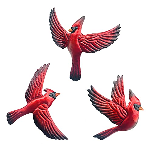 J-Fly Red Bird Cardinal Wall Art Decor, Large Highlight Antique