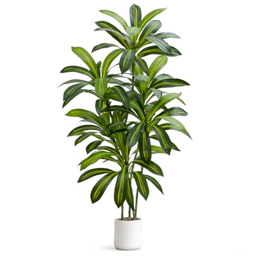 Artificial Dracaena Tree 5FT Tall, Realistic Faux Indoor Floor Plant