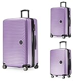HAUPTSTADTKOFFER Mitte - Juego de 3 Maletas - Maleta de Mano 55 cm, Maleta Mediana 68 cm + Maleta Grande de Viaje 77 cm, Carcasa Rígida ABS, TSA - Lila