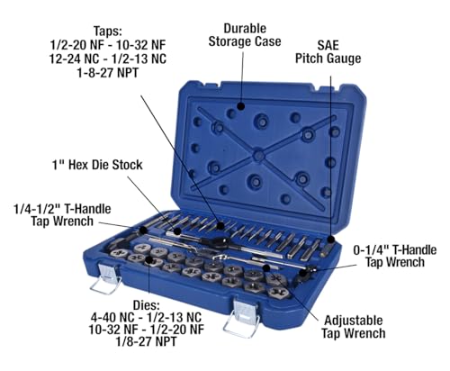 Image of Century Drill & Tool 98900 Fractional Tap & Die Set, 40 Piece