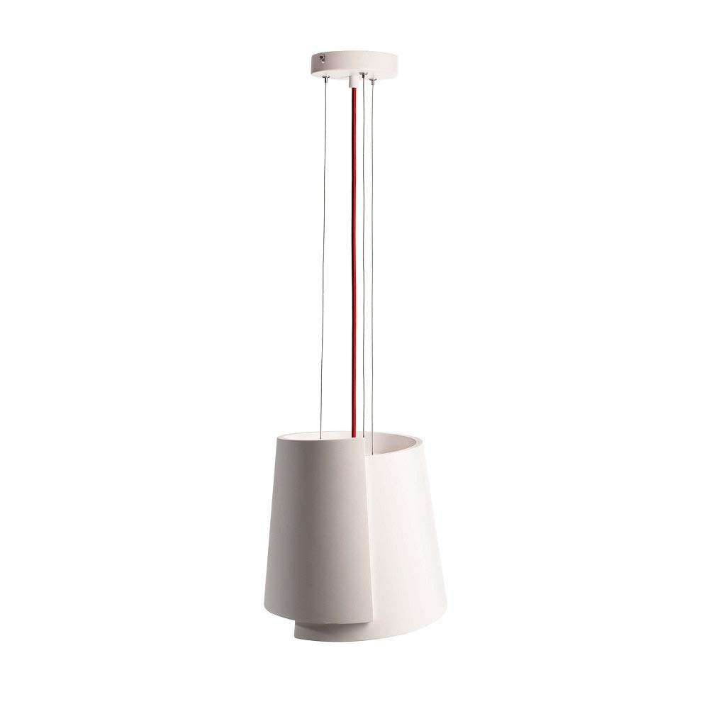 Plafonnier TWISTER II avec câble rouge et finition blanche épurée