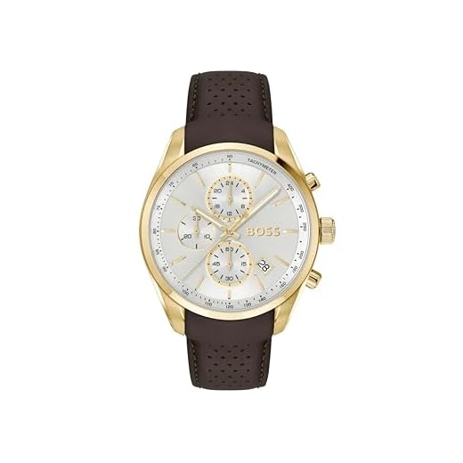 BOSS Chronographen-Quarzuhr mit Kalender für Herren Kollektion Grand Prix 44 mit Braunes Lederarmband - 1514225