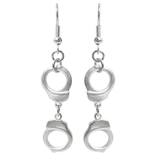 Handcuff Earrings, Made in U.S.A., in Silver Tone