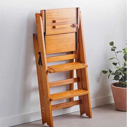 Escalera de biblioteca plegable de madera para cocina y vestidores altos 7