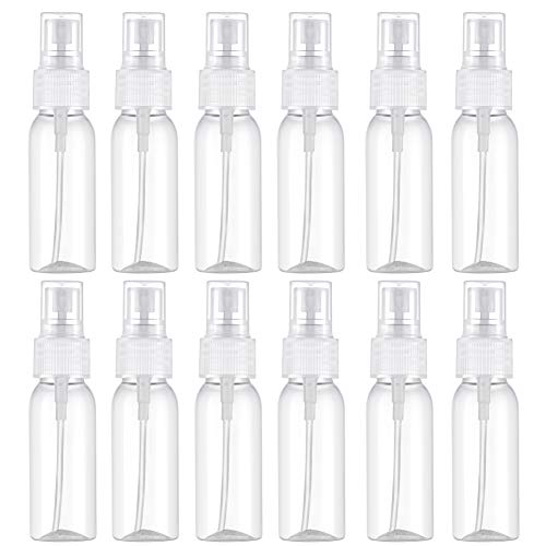 30mlスプレーボトル 12本セット 詰替ボトル 遮光 空容器 霧吹き アルコール容器 消毒用(透明+透明ポンプ)
