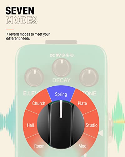 Donner Digital Reverb Pédale d'Effet pour Guitare 7 Modes