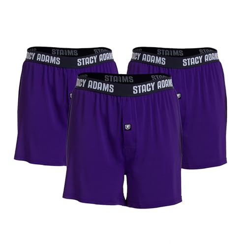 Stacy Adams Men's Big & Tall 3-Pack Loose Boxer, Purple