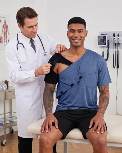 DRYXOVIS Shoulder Surgery Recovery Shirts for Men, Navy Blue, X-Large - 1