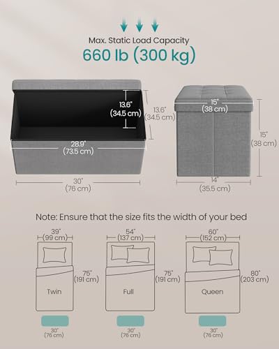 image for SONGMICS MAZIE Collection - 30 Inches Folding Storage Ottoman Bench, O