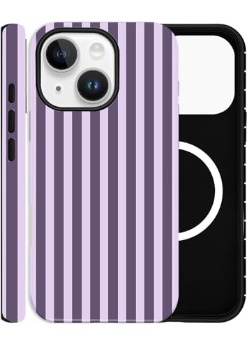 Coque MagSafe iPhone 12 au design esthétique rayé mignon pour le quotidien des femmes