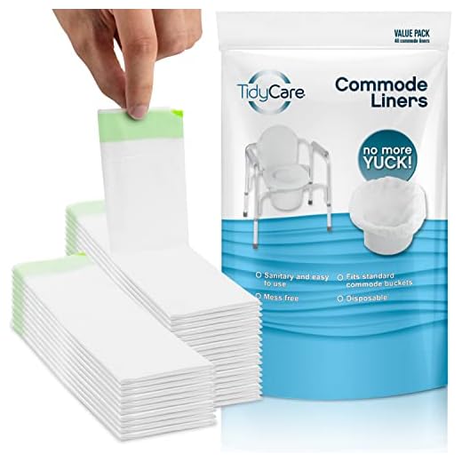 TidyCare Commode Liners for Bedside Portable Toilet Chair Bucket | Value Pack of 48 Disposable Waste Bags for Adults | Universal Fit