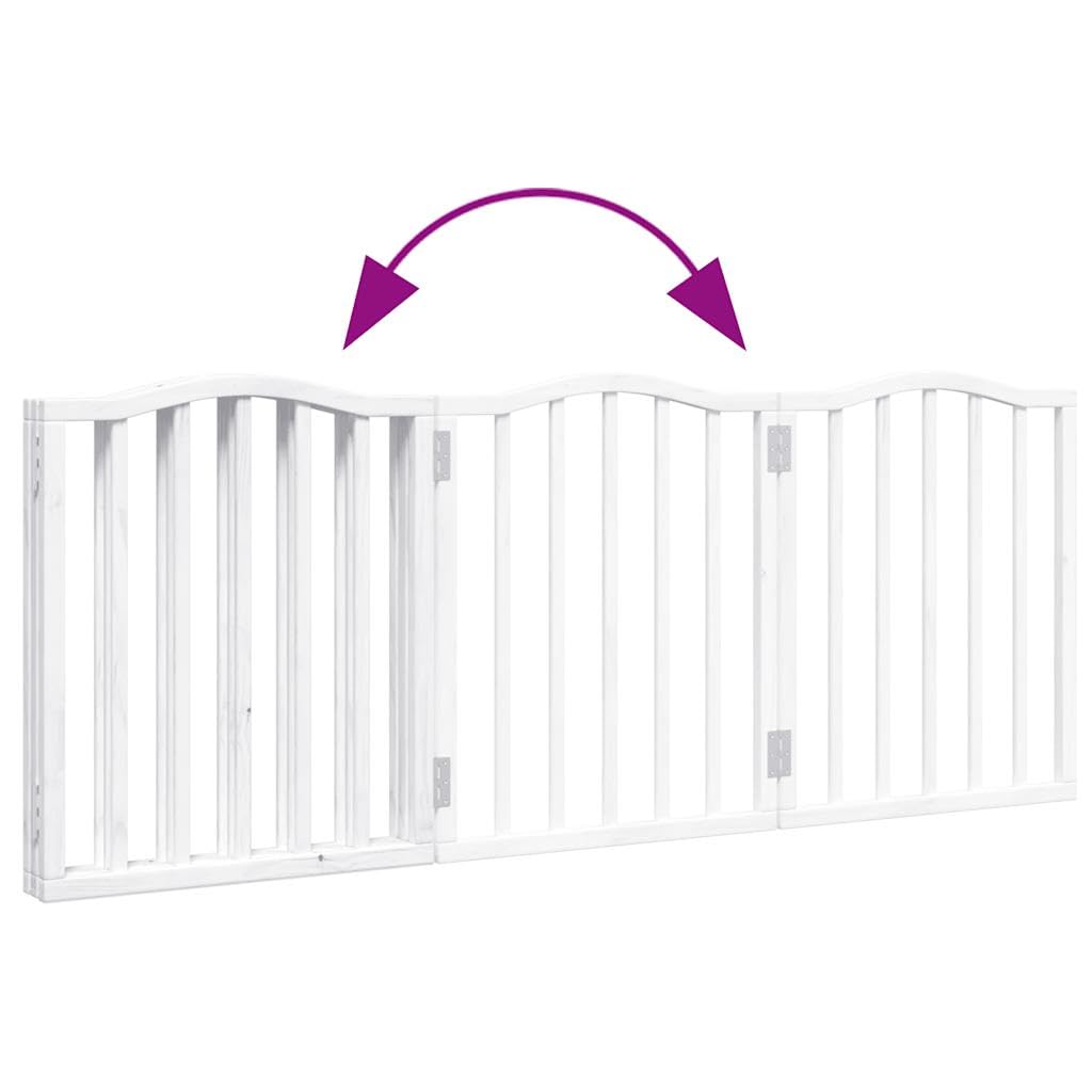 Puerta plegable para perros de madera de álamo de 3 piezas, 150 cm, rejilla separadora independiente para interior, rejilla para cachorros para seguridad, protección y fácil almacenamiento