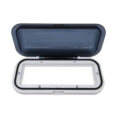 ISURE MARINE Water Resistant Marine Stereo Cover - Smoke Colored Heavy Duty Boat Radio Protector Shield with Flip-up Door & Spring Loaded Release - Mounting Gasket Included White