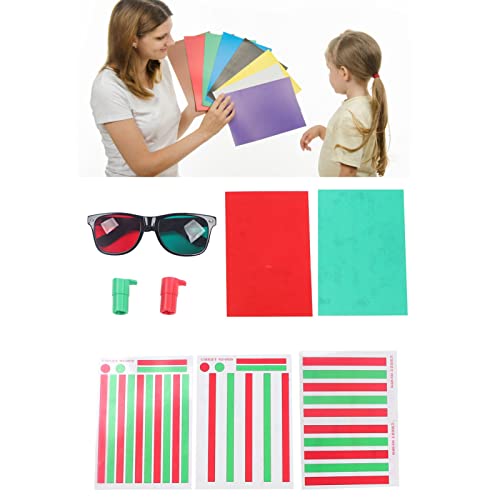 Image of Red Green Vision,Amblyopia Vision Cards,Semme Eye Training Cards for Myopia, Strabismus, and Amblyopia with Red Green Glasses