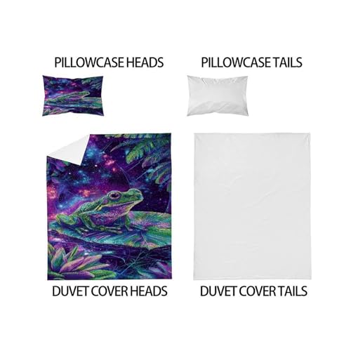 Housse de couette galaxie grenouille avec fermeture éclair pour lit simple - 5