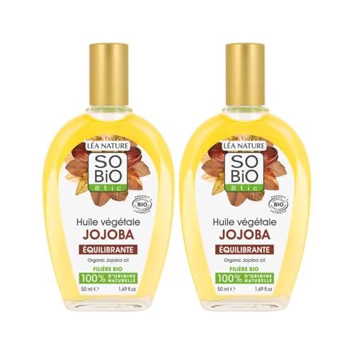 SO'BiO étic | Aceite vegetal de jojoba | Nutre - Equilibrio - Repara | Cara y Cabello | Todos los tipos de piel | 100 % natural | Orgánico y vegano | Fabricado en Francia | 2 x 50 ml