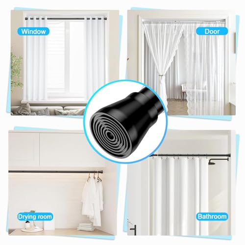Image of AIZESI Spring Tension Rods Adjustable Tension Curtain Rod Small Tension Rod No Drilling Expandable Spring Loaded Curtain Tension Rod?Black,45 inch to 77 inch-2Pcs)