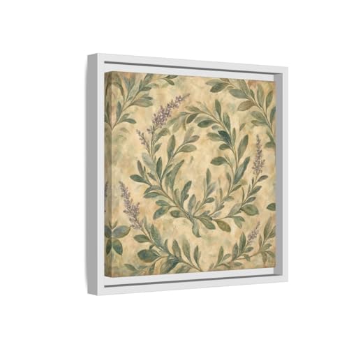 Tableau sauge vintage 30x30 cm idéal au-dessus du canapé de salon