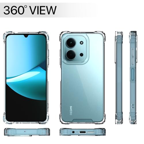 Image of Pikkme Back Cover for Redmi 15c 5G PC + TPU Clear Transparent Raised Edges Shockproof Protective Phone Bumper Case(Transparent)