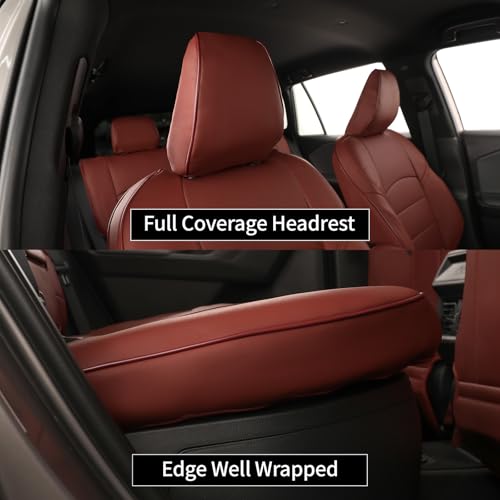 Image of EKR Rav4 Seat Covers Custom Fit for Toyota Rav4 (Hybrid) SE /XSE 2026,Car Seat Cover Full Set for SUV,Factory-Style Interior Upgrade, Easy-Wipe Protection,Faux Leather(Burgundy)