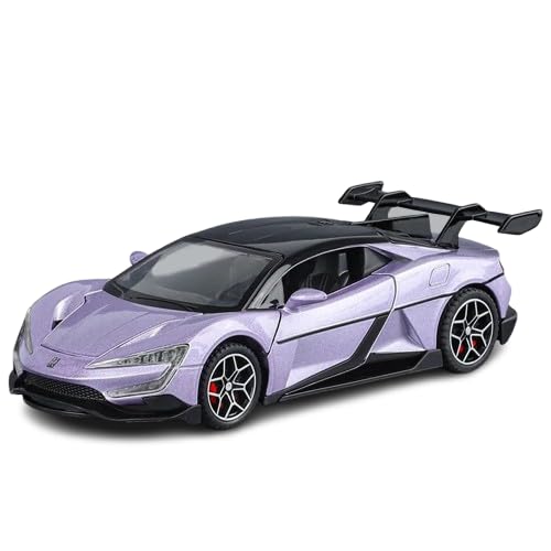 Image of 1:32 Scale Die Cast BYD u9 Sports Car Model - Metal Body Pull Back Toy Car with Openable Doors, Realistic Design for Kids & Collectors (BYD U9 Style, Amethyst Purple Color)