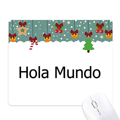 Tapis de souris espagnole en caoutchouc de Noël Hello World pour bureau