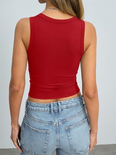 Image of Eachyes Womens Ribbed Crop Tank Tops High Neck Sleeveless Slim Fit Shirts Summer Casual Y2k Going Out Clothes 2026
