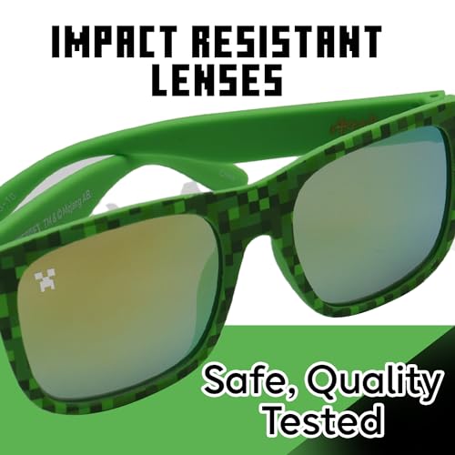 Image of ARKAID Minecraft Boys Sunglasses | Official Minecraft Gear | 100% UV Protection | Official Minecraft Boys Sunglasses and Sports Wraps | Impact Resistant | Gift Idea | Fits Most Kids