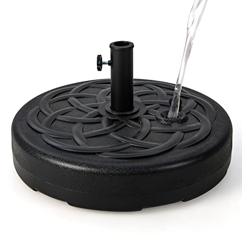 GOPLUS Pied de Parasol Jardin Exterieur Rond Remplissable Base Eau 23L/Sable 39KG Poteaux 38/48mm (Noir)