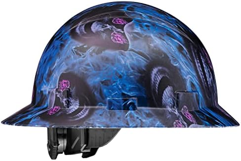 ACERPAL Full Brim Hard Hat OSHA Construction Work Approved Safety Helmet, Blue Banshee, Skulls Custom Design Hard Hats, Cascos De Construccion for Men and Woman, 6 Point Adjustable Ratchet Suspension