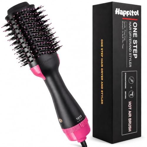 Image of 4 in 1 Hot Air Brush Dryer and Volumizer with Ionic Ceramic Tourmaline Styling for Straightening, Curling, Detangling, Volume, Shine, and All Hair Types