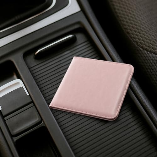 Image of CoBak Car Registration and Insurance Holder - Vehicle Glove Box Car Organizer, Auto Truck Comparment Accessories Case for Essential Document, Driver License, Cards (Light Pink)
