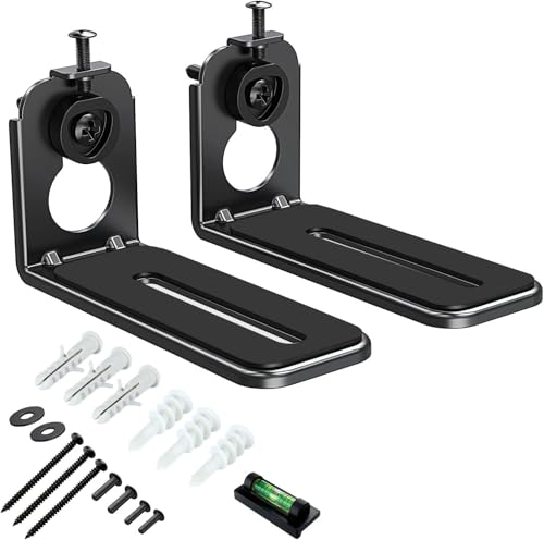 MOUNTUP Soundbar Wall Mount Bracket, Universal Sound Bar Mount Anti-Drop Shelf for Samsung, Vizio, LG, Sony, JBL, Bose Soundbar Mount Under TV, Fast Install with Hardware Kit & Level Adjustable, Black