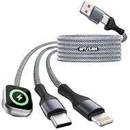 Cruise Essentials 2026, 3 in 2 Multi Charging Cable for iPhone Watch Charger/iPhone 17/IP, iWatch Charger, Travel Camping Essentials Compatible with iWatch 11-2/Ultra/iPhone 17-8,Car (6FT, White)