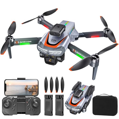 Drohne mit Kamera 4K, Lokalisierung des Lichtstroms in der Schwebe, 360°-Hindernisvermeidungskopf, Bürstenloser Motor, Ferngesteuerte Drohne mit 2 Akkus – Schwarz
