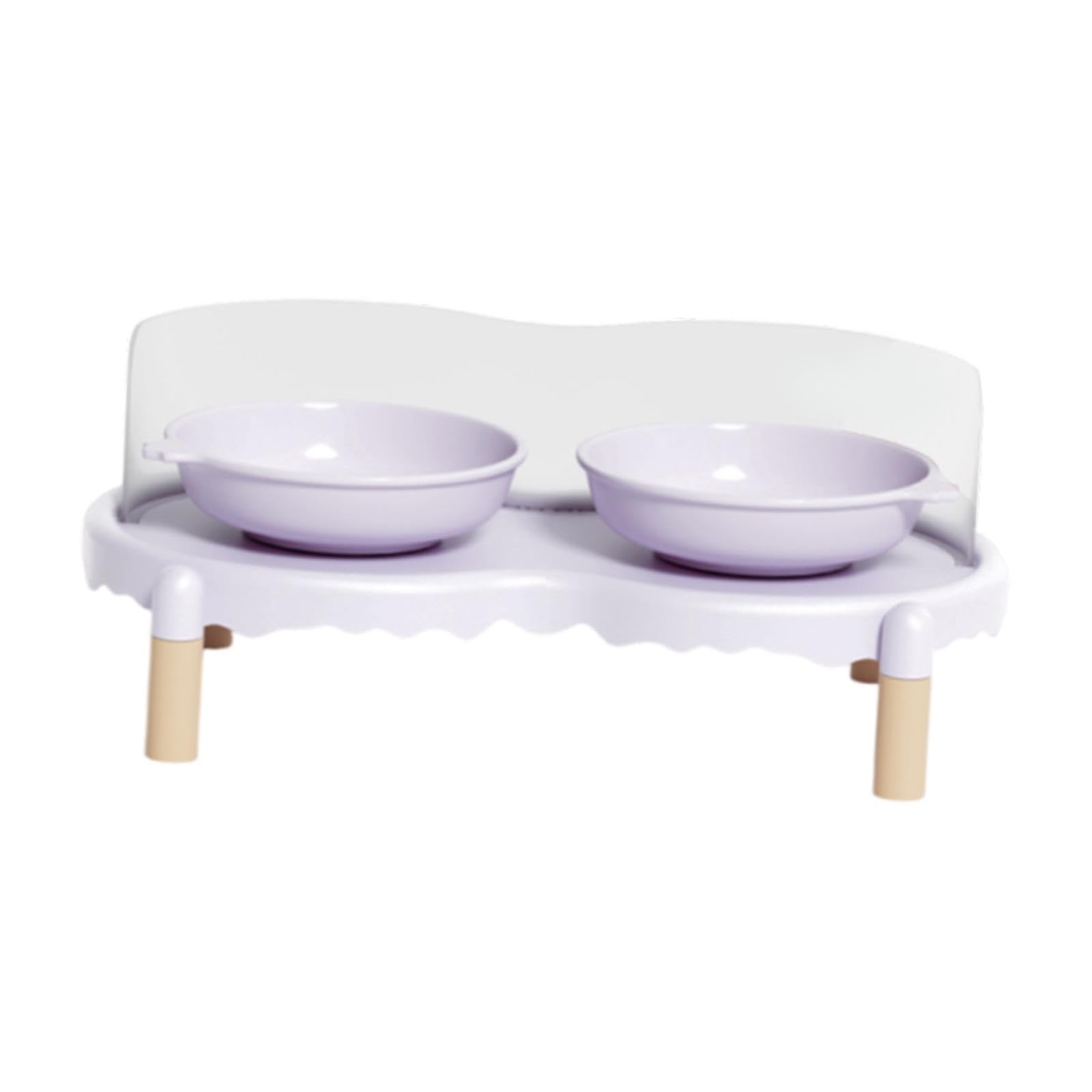Gamelles surélevées pour Chats, Ensemble de Gamelles pour Animaux de Compagnie avec Protection Anti-éclaboussures, Support Antidérapant, en Céramique, Violet