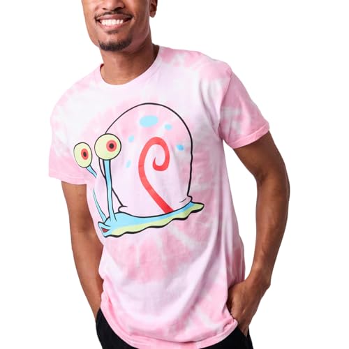 Spongebob Squarepants Big Face Gary Adult Pink Spiral Tie-Dye Crew Neck Short Sleeve T-Shirt3