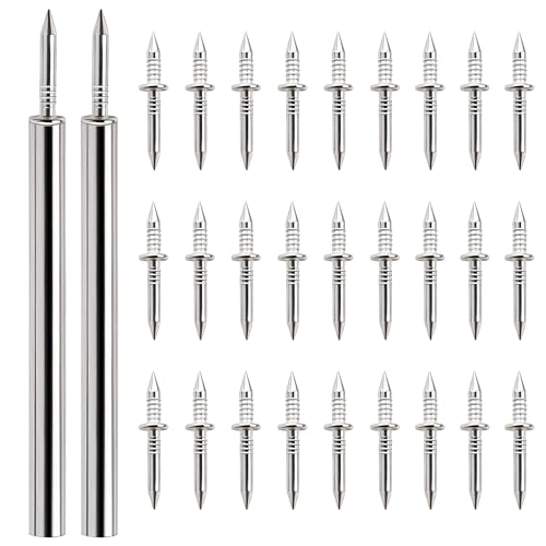 200PC DIY Double-Head Threaded Nails with 2 Tools, Invisible Double-Headed Trim & Skirting Nails for Baseboards - No Mark Floor Gap Fixer Kit, Double A Double-Sided Double-Threaded Nails