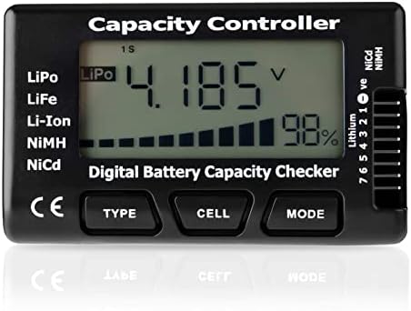 Digital Battery Capacity Tester, Battery Capacity Voltage Checker Controller Tester with LCD for LiPo Life Li-ion NiMH Battery