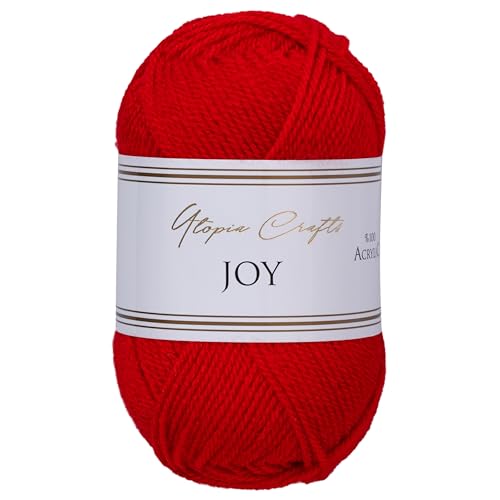 Utopia Crafts Joy Plain Knitting and Crochet Yarn, Soft, Easy Care, 100% Polyacrylic, 10 x 50 g Ball, 150 m (Scarlet) - Image 2