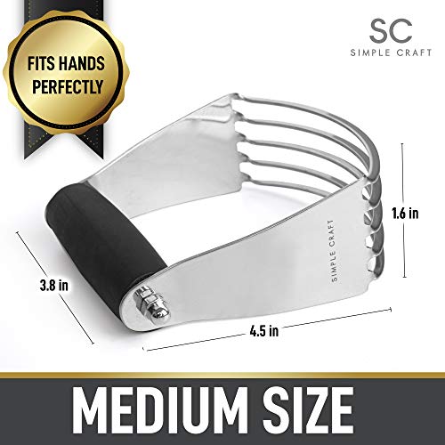 Simple Craft Pastry Cutter For Baking - Stainless Steel Pastry Blender Tool With Comfortable Grip Handle - Heavy Duty Dough Cutters & Dough Blender For Mixing Butter, Flour, and More (Black) - Thumbnail 3