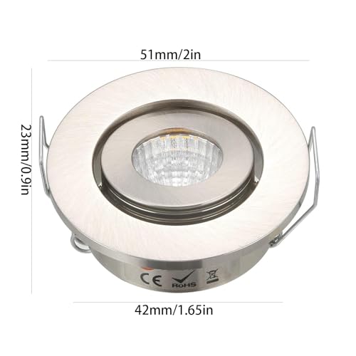 Image of Pack of 10 3W COB LED Downlights Kit Under Cabinet Recessed Ceiling Light Fixture with Adjustable Eyeball + Driver 3000K