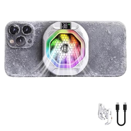 Magnetischer Handy-Kühler Halbleiter Phone Kühler mit RGB Digitale Anzeige von Temperatur und Elektrische Leistung - 4 Einstellbare Stufen Tragbarer handykühler für Gaming Live-Streaming
