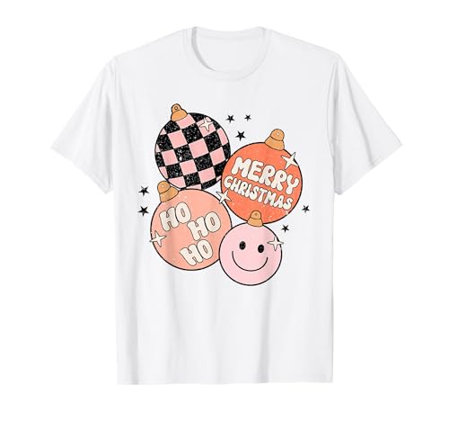 Retro Groovy Merry Vibes Christmas Cute Santa Claus Xmas T-Shirt
