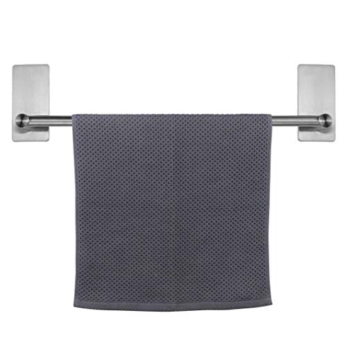 NearMoon Self Adhesive Bathroom Towel Bar- Stainless Steel Bath Wall Shelf Rack Hanging Towel Stick On Sticky Hanger Contemporary Style, NO Drilling (1 Pack, Brushed Nickel, 16-Inch Towel Rack) by NearMoon - Used condition - US$11.57