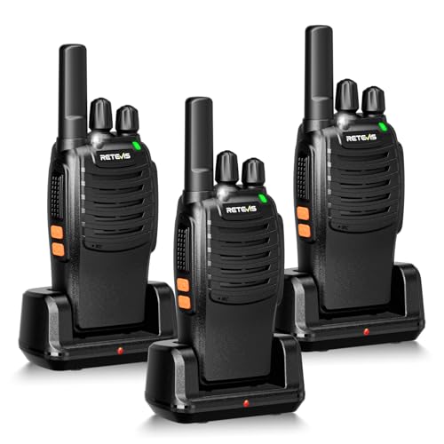 Retevis H-777 Walkie Talkies Rechargeable, 2 Way Radios Long Range, Portable FRS Two-Way Radios, Short Antenna, LED Flashlight, for Adults Family Outdoor (3 Pack)