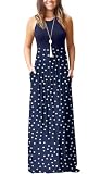 GRECERELLE Vestido largo de verano para mujer, casual, de manga corta, con bolsillo, para uso diario, vacaciones, viajes, maternidad, Lunares Blanco Azul Marino, XXL